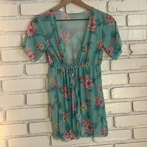 Girls Hawaiian flowers cover up for swimwear.